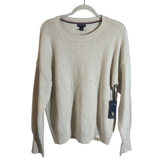 US Polo Assn Knit Sweater Crewneck Long Sleeve Men's Sz XL Marshmallow Comfy NWT - Picture 1 of 10